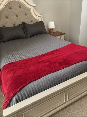 2-Source Unknown Plush Burgundy Throw Blanket